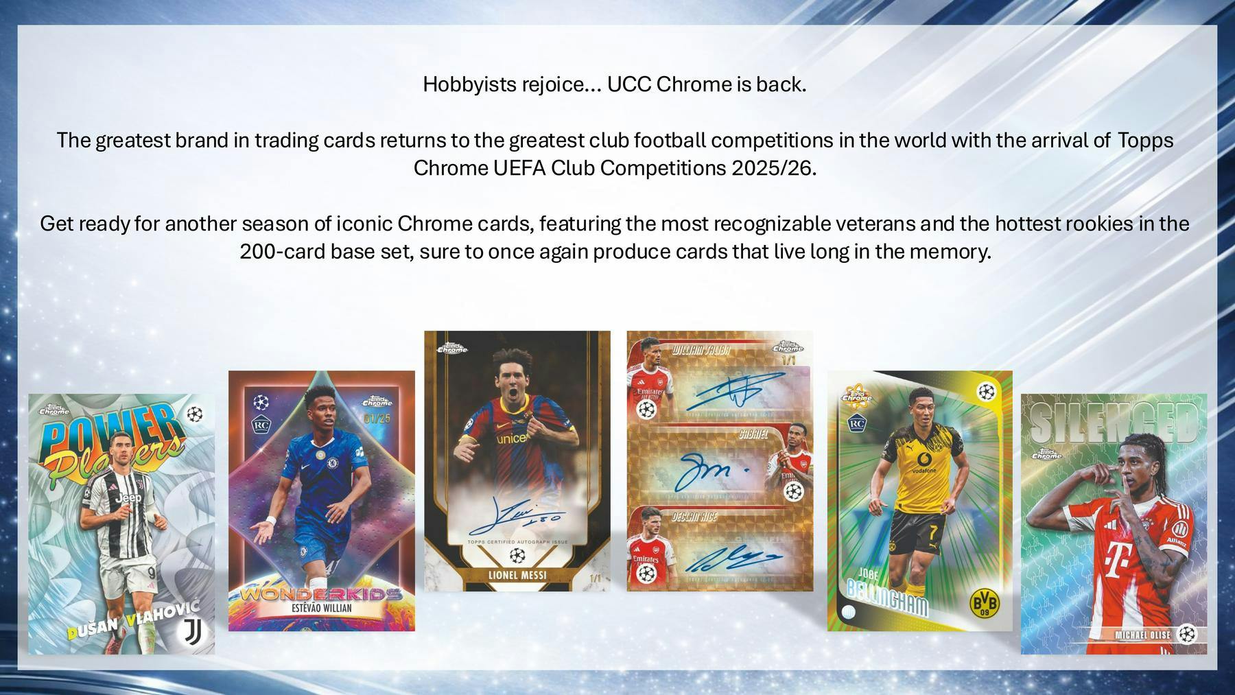 2025 - 26 Topps Chrome UEFA Club Competitions Soccer Mega Box | Columbia Sports Cards - Columbia Hobby - Sports Card Boxes - Toploaders - Card Savers