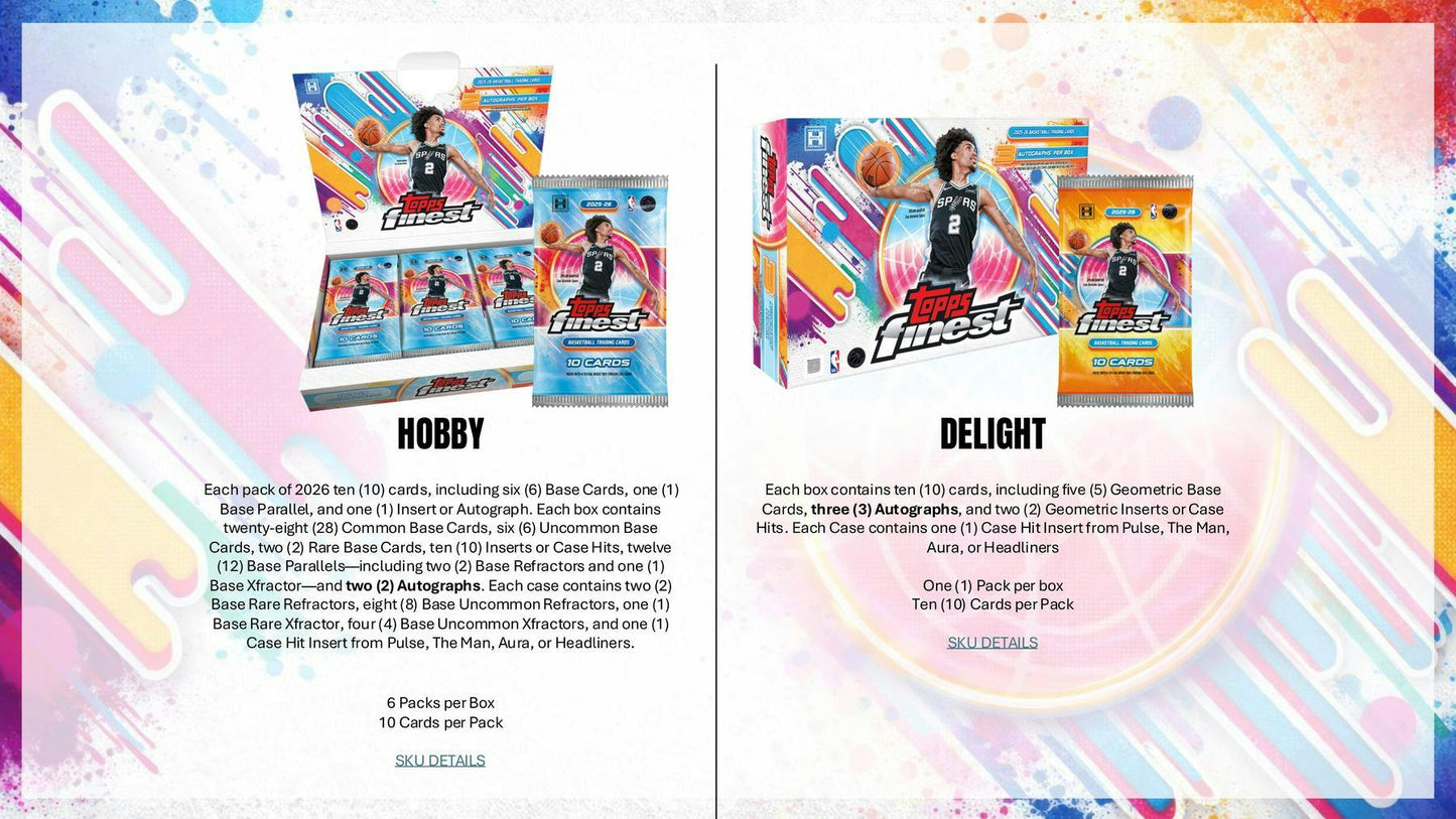 2025 - 26 Topps Finest Basketball Hobby Box | Columbia Sports Cards - Columbia Hobby - Sports Card Boxes - Toploaders - Card Savers
