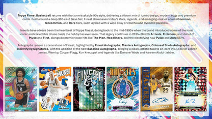 2025 - 26 Topps Finest Basketball Hobby Box | Columbia Sports Cards - Columbia Hobby - Sports Card Boxes - Toploaders - Card Savers