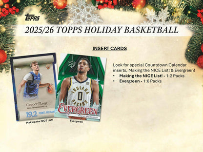 2025 - 26 Topps Holiday Basketball Countdown Calendar Box | Columbia Sports Cards - Columbia Hobby - Sports Card Boxes - Toploaders - Card Savers