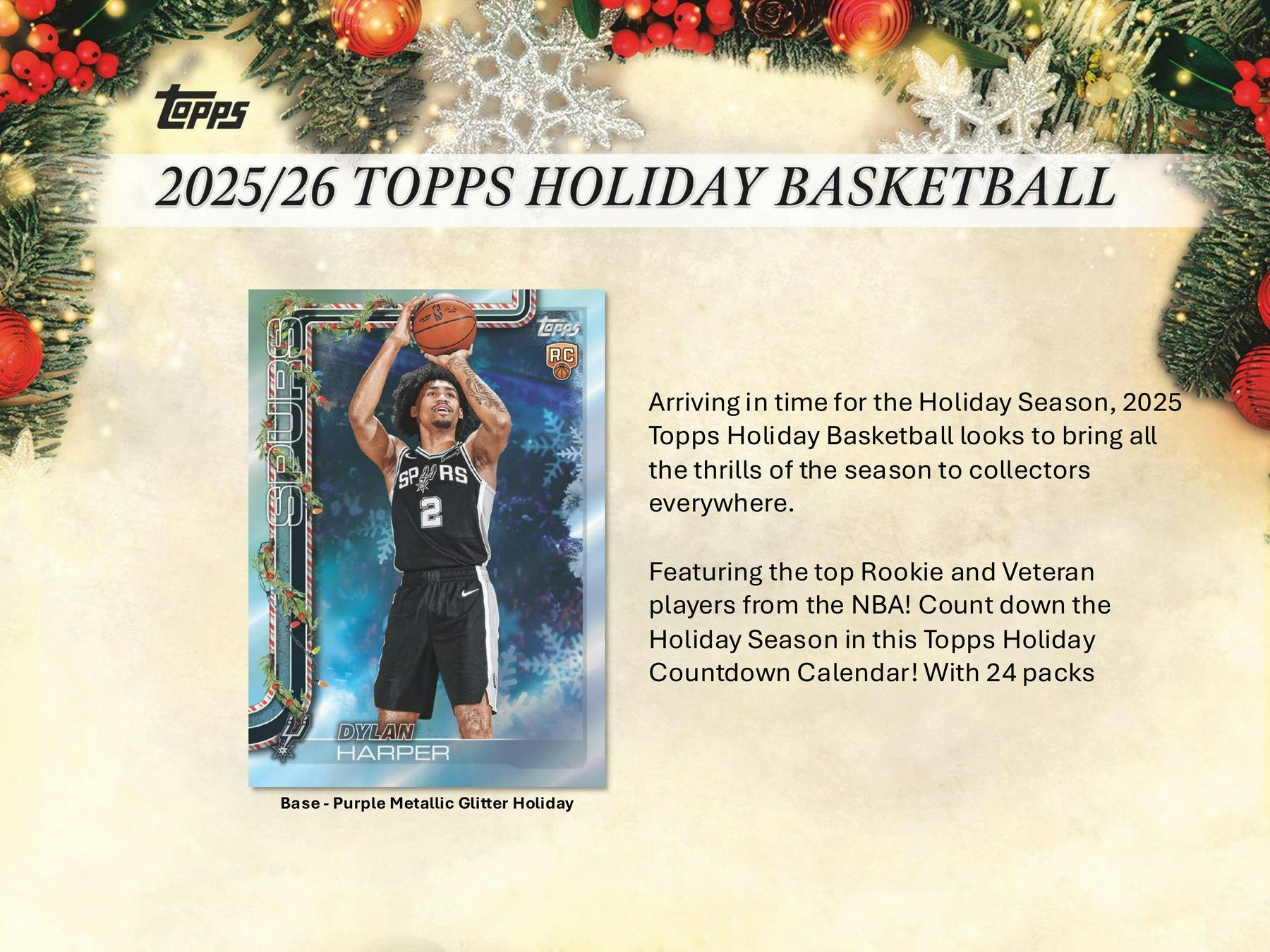 2025 - 26 Topps Holiday Basketball Countdown Calendar Box | Columbia Sports Cards - Columbia Hobby - Sports Card Boxes - Toploaders - Card Savers