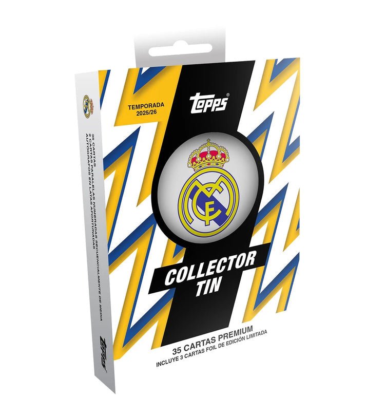 2025 - 26 Topps Real Madrid Collector Tin | Columbia Sports Cards - Columbia Hobby - Sports Card Boxes - Toploaders - Card Savers