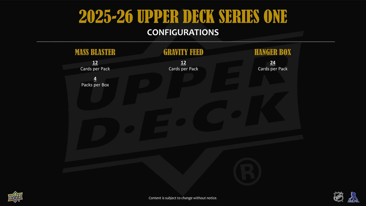 2025 - 26 Upper Deck Series 1 Hockey Blaster Box - Columbia Hobby - Sports Card Boxes - Toploaders - Card Savers