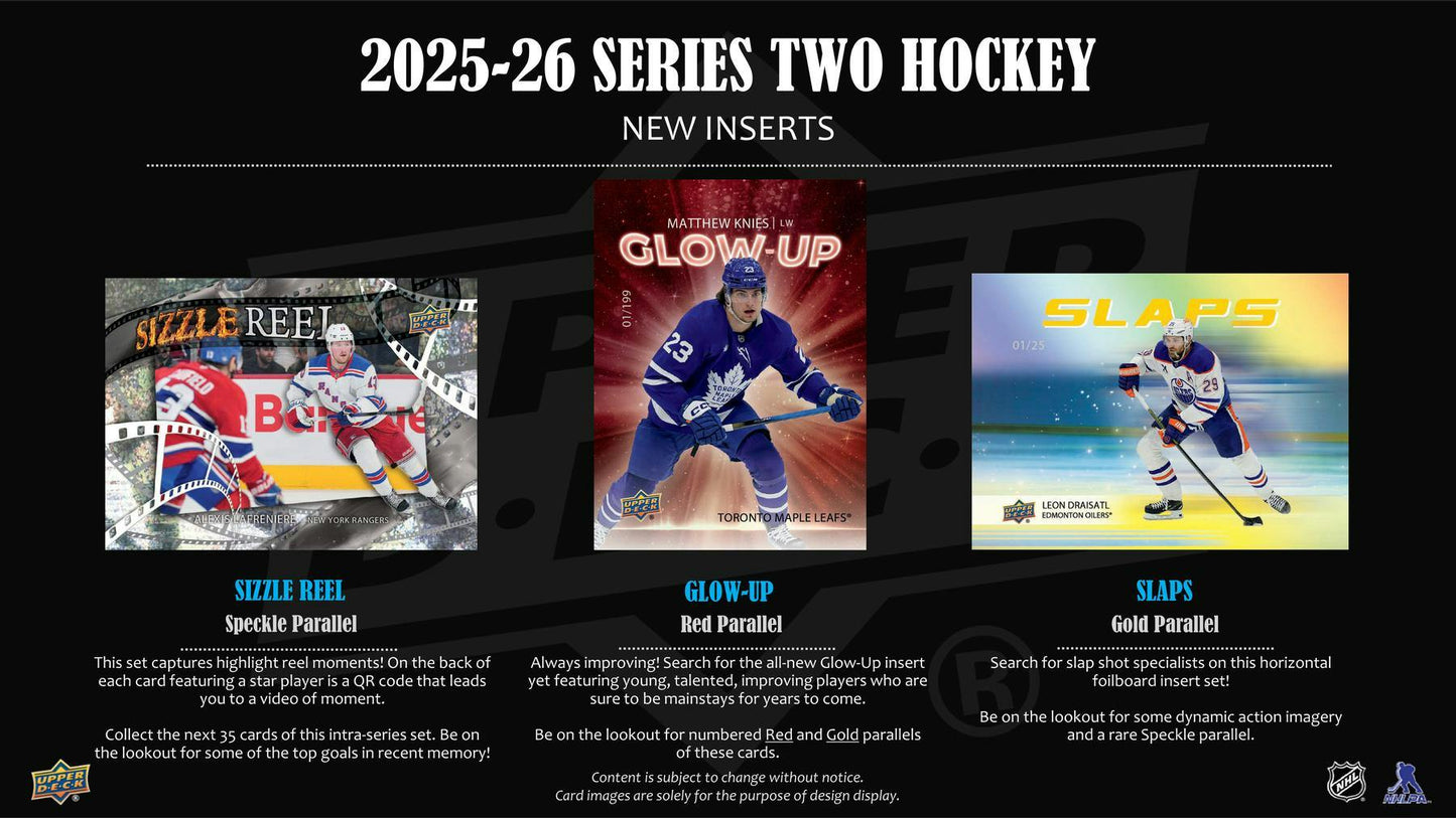 2025 - 26 Upper Deck Series 2 Hockey Hobby Box - Columbia Hobby - Sports Card Boxes - Toploaders - Card Savers