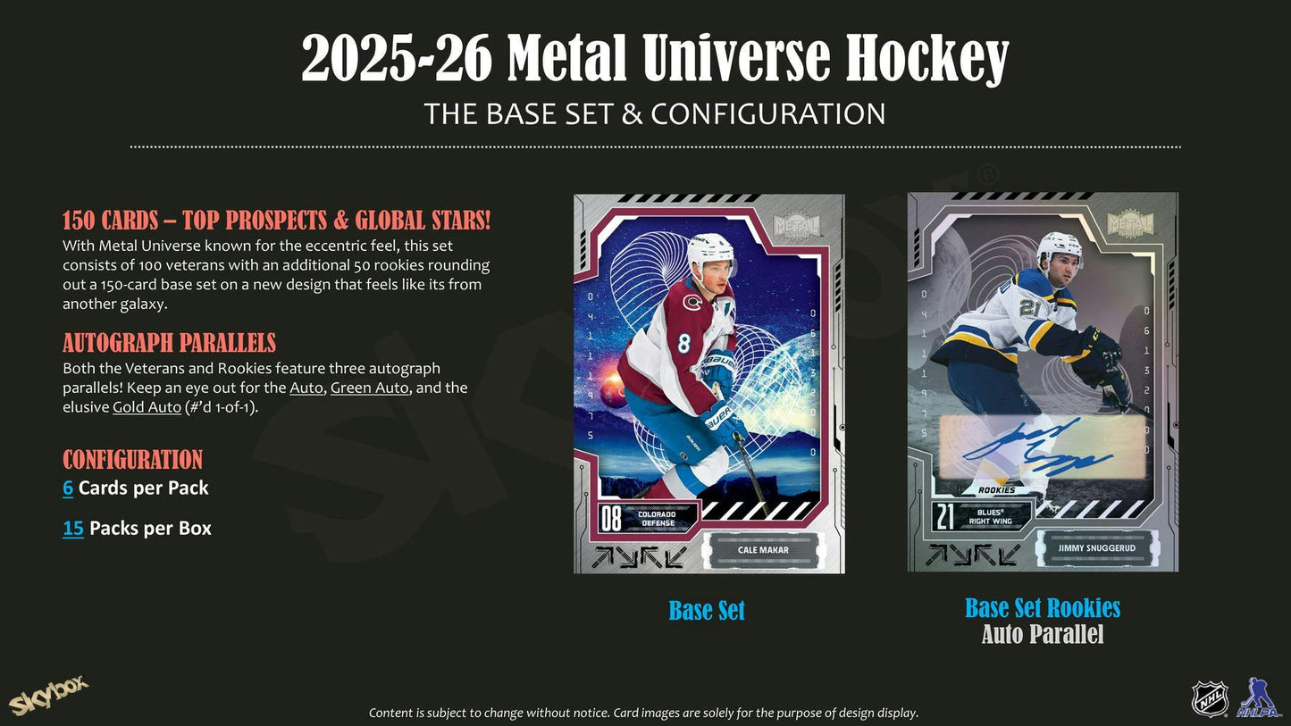 2025 - 26 Upper Deck Skybox Metal Universe Hockey Hobby Box - Columbia Hobby - Sports Card Boxes - Toploaders - Card Savers