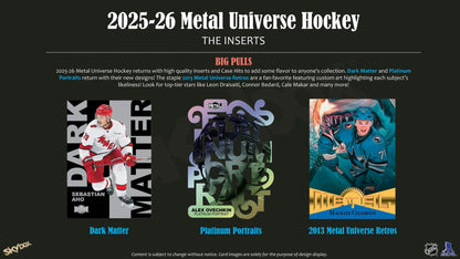 2025 - 26 Upper Deck Skybox Metal Universe Hockey Hobby Box - Columbia Hobby - Sports Card Boxes - Toploaders - Card Savers