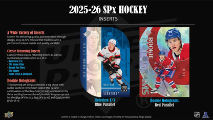 2025 - 26 Upper Deck SPx Hockey Hobby Box - Columbia Hobby - Sports Card Boxes - Toploaders - Card Savers