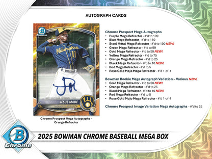 2025 Bowman Chrome Baseball Mega Box | Columbia Sports Cards - Columbia Hobby - Sports Card Boxes - Toploaders - Card Savers