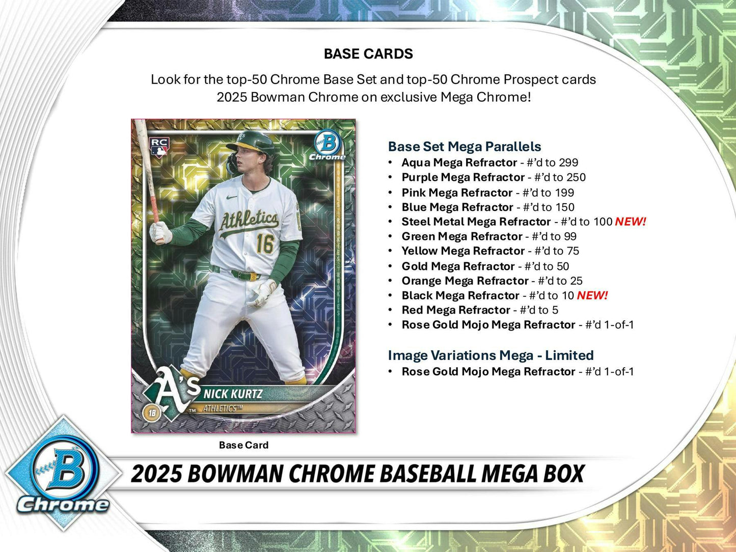 2025 Bowman Chrome Baseball Mega Box | Columbia Sports Cards - Columbia Hobby - Sports Card Boxes - Toploaders - Card Savers