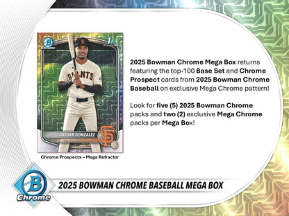 2025 Bowman Chrome Baseball Mega Box | Columbia Sports Cards - Columbia Hobby - Sports Card Boxes - Toploaders - Card Savers