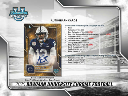 2025 Bowman University Chrome Football Hobby Jumbo Box | Columbia Sports Cards - Columbia Hobby - Sports Card Boxes - Toploaders - Card Savers