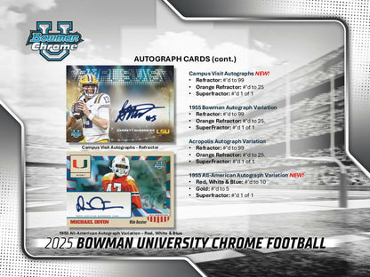 2025 Bowman University Chrome Football Hobby Jumbo Box | Columbia Sports Cards - Columbia Hobby - Sports Card Boxes - Toploaders - Card Savers