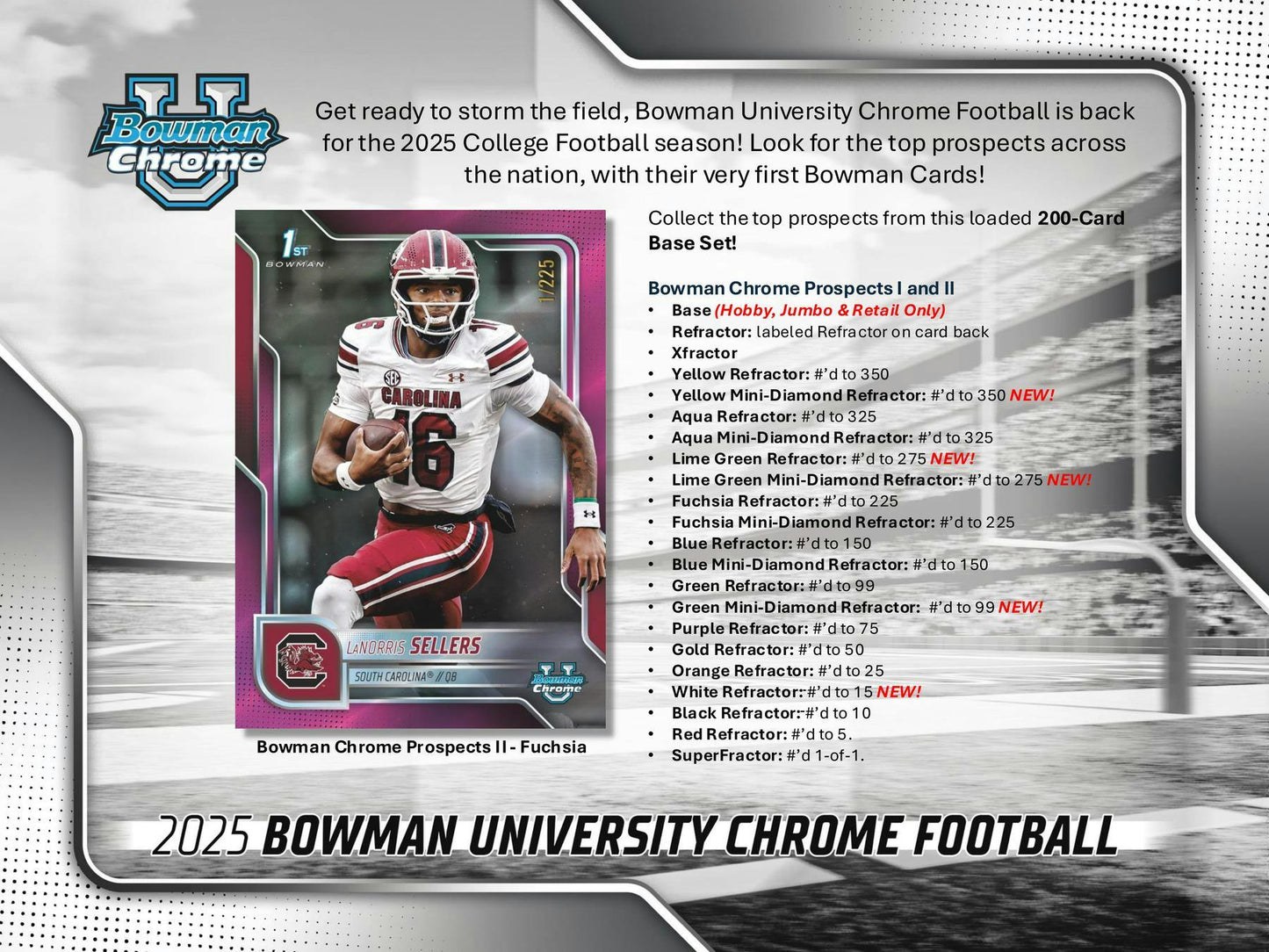 2025 Bowman University Chrome Football Hobby Jumbo Box | Columbia Sports Cards - Columbia Hobby - Sports Card Boxes - Toploaders - Card Savers