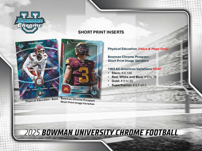 2025 Bowman University Chrome Football Mega Box | Columbia Sports Cards - Columbia Hobby - Sports Card Boxes - Toploaders - Card Savers