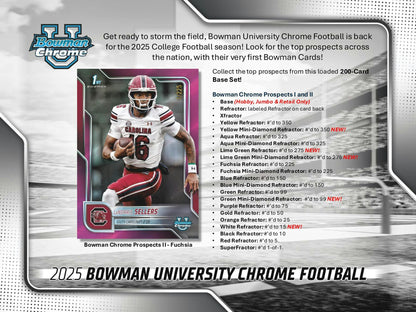 2025 Bowman University Chrome Football Mega Box | Columbia Sports Cards - Columbia Hobby - Sports Card Boxes - Toploaders - Card Savers