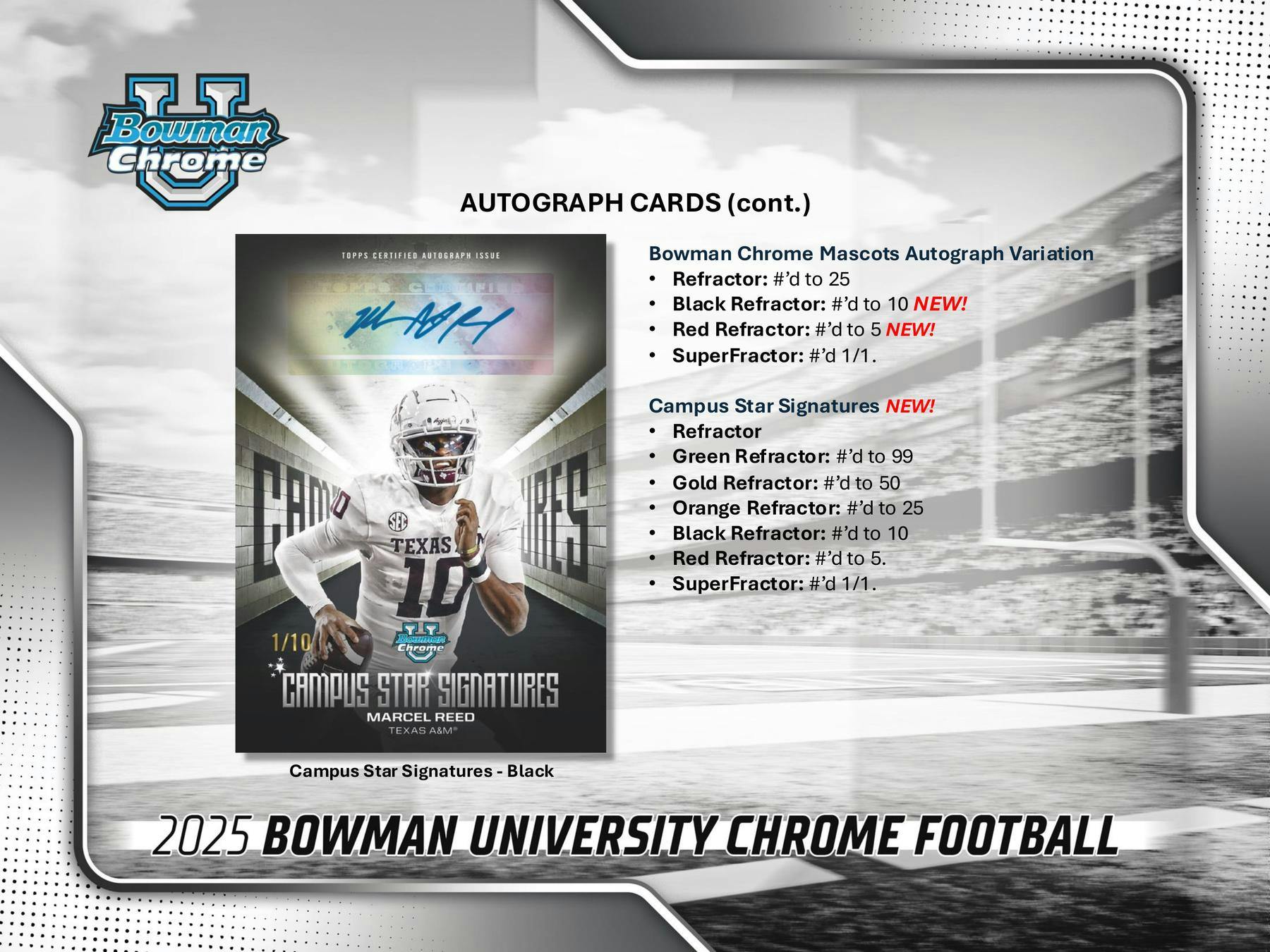 2025 Bowman University Chrome Football Mega Box | Columbia Sports Cards - Columbia Hobby - Sports Card Boxes - Toploaders - Card Savers