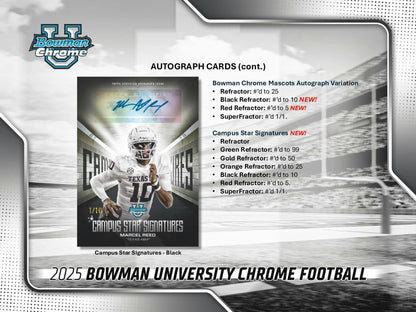 2025 Bowman University Chrome Football Mega Box | Columbia Sports Cards - Columbia Hobby - Sports Card Boxes - Toploaders - Card Savers
