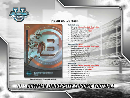 2025 Bowman University Chrome Football Mega Box | Columbia Sports Cards - Columbia Hobby - Sports Card Boxes - Toploaders - Card Savers