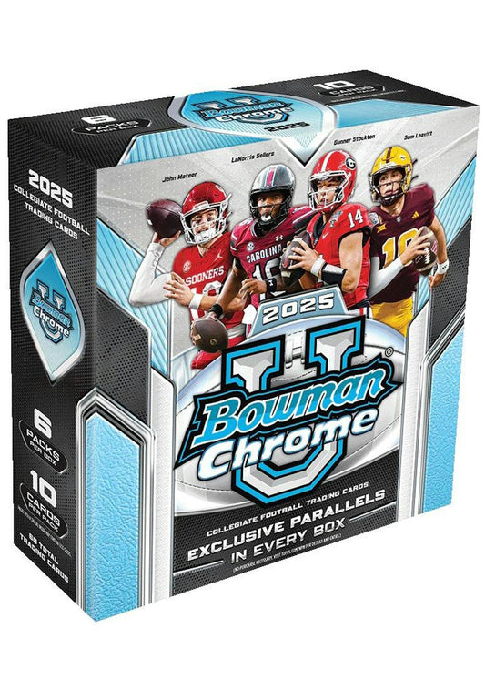 2025 Bowman University Chrome Football Mega Box | Columbia Sports Cards - Columbia Hobby - Sports Card Boxes - Toploaders - Card Savers