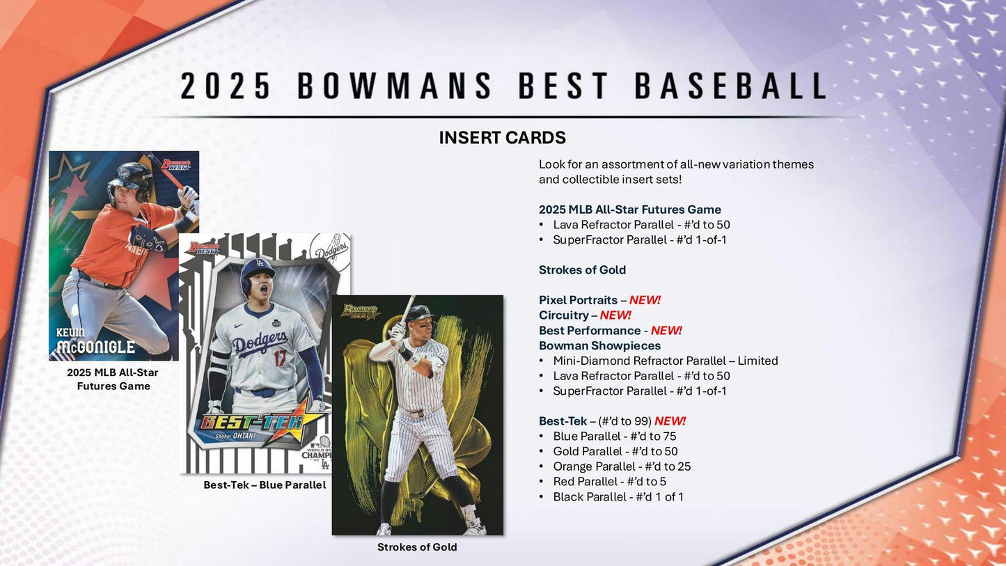 2025 Bowman’s Best Baseball Hobby Box | Columbia Sports Cards - Columbia Hobby - Sports Card Boxes - Toploaders - Card Savers