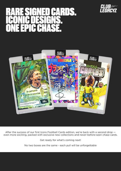 2025 Club Legacyz Icons Soccer Second Edition Hobby Box | Columbia Sports Cards - Columbia Hobby - Sports Card Boxes - Toploaders - Card Savers