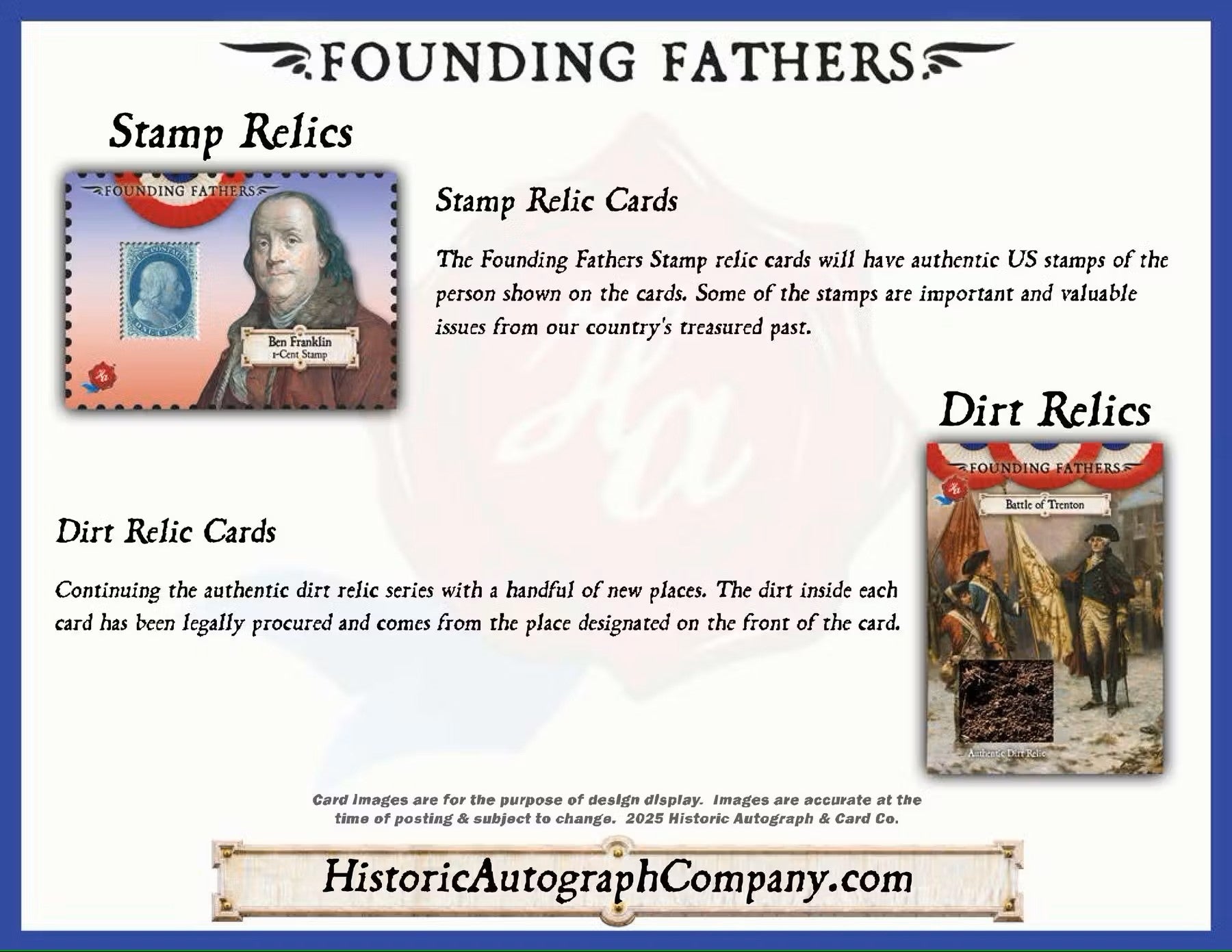 2025 Historic Autographs Founding Fathers Trading Cards Hobby Box - Columbia Hobby - Sports Card Boxes - Toploaders - Card Savers