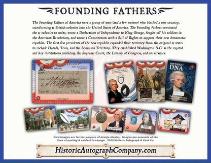 2025 Historic Autographs Founding Fathers Trading Cards Hobby Box - Columbia Hobby - Sports Card Boxes - Toploaders - Card Savers
