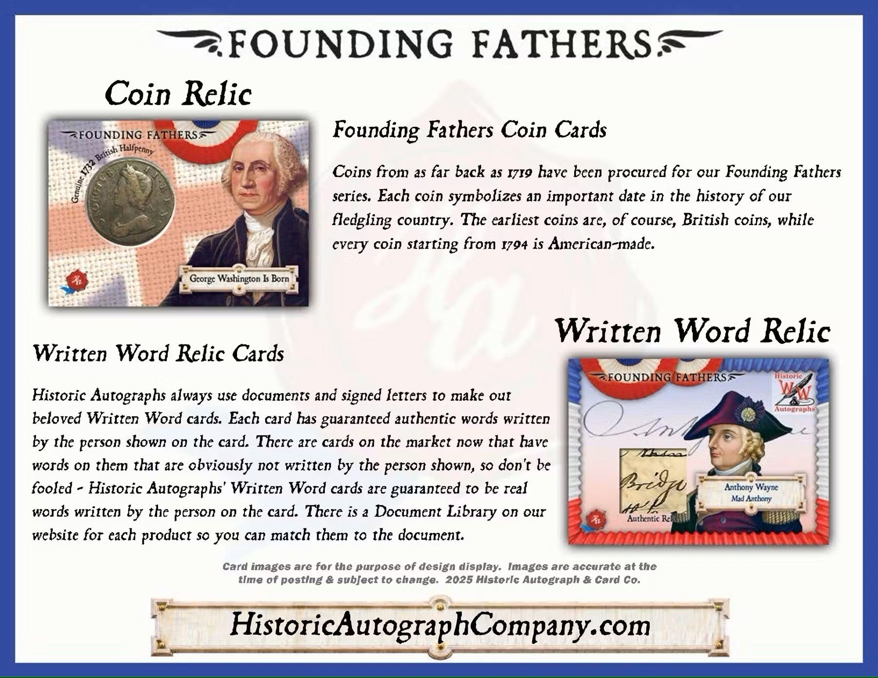 2025 Historic Autographs Founding Fathers Trading Cards Hobby Box - Columbia Hobby - Sports Card Boxes - Toploaders - Card Savers