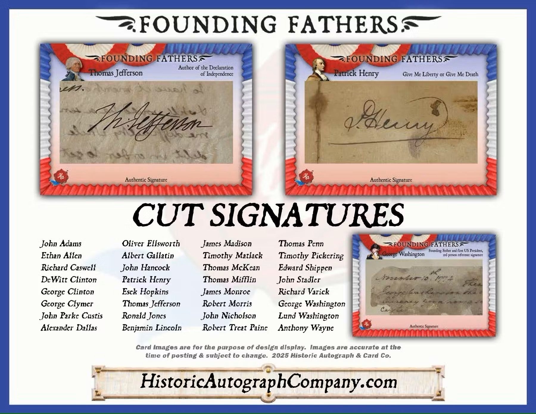 2025 Historic Autographs Founding Fathers Trading Cards Hobby Box - Columbia Hobby - Sports Card Boxes - Toploaders - Card Savers