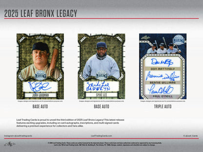 2025 Leaf Bronx Legacy Baseball Hobby Box | Columbia Sports Cards - Columbia Hobby - Sports Card Boxes - Toploaders - Card Savers