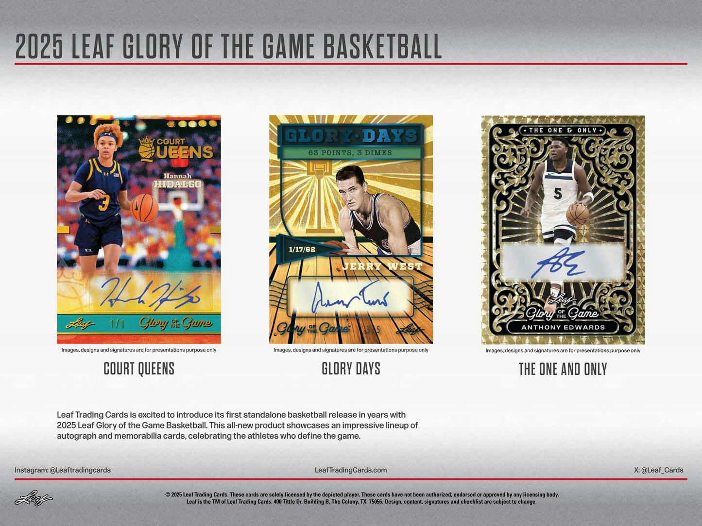 2025 Leaf Glory of the Game Basketball Hobby Box | Columbia Sports Cards - Columbia Hobby - Sports Card Boxes - Toploaders - Card Savers