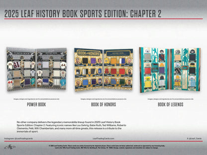 2025 Leaf History Book Sports Edition: Chapter 2 Hobby Box | Columbia Sports Cards - Columbia Hobby - Sports Card Boxes - Toploaders - Card Savers