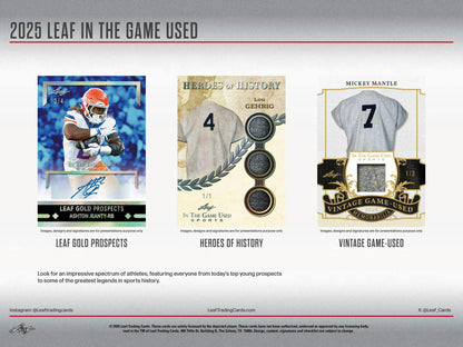 2025 Leaf In The Game Used Sports Hobby Box | Columbia Sports Cards - Columbia Hobby - Sports Card Boxes - Toploaders - Card Savers