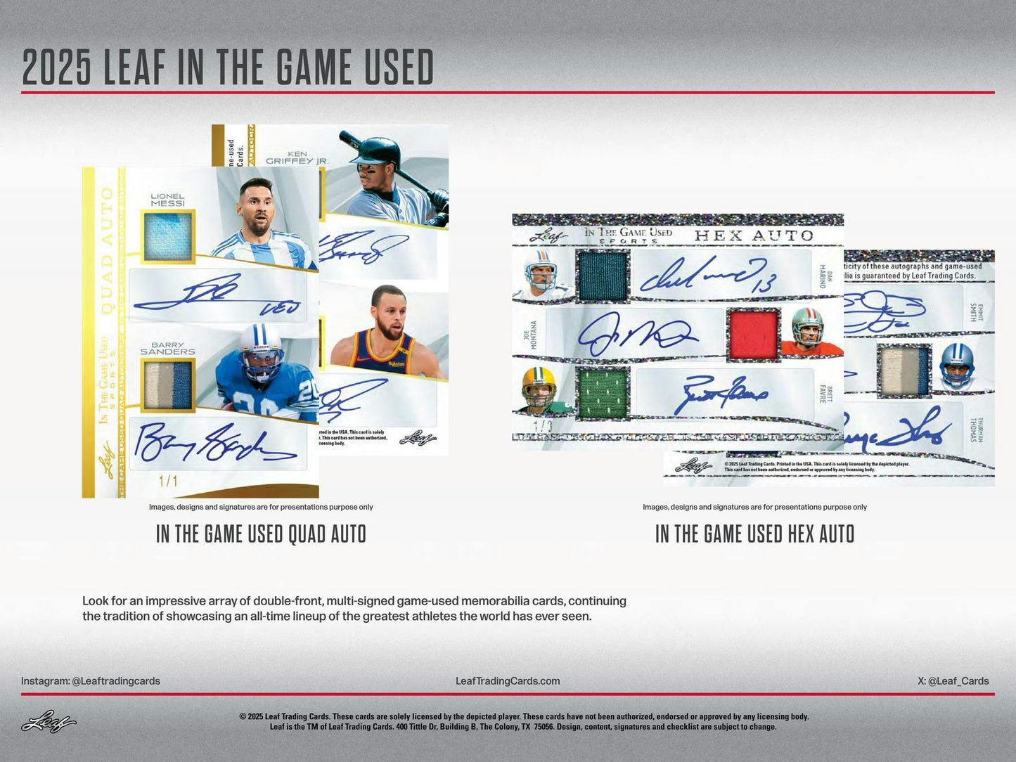 2025 Leaf In The Game Used Sports Hobby Box | Columbia Sports Cards - Columbia Hobby - Sports Card Boxes - Toploaders - Card Savers