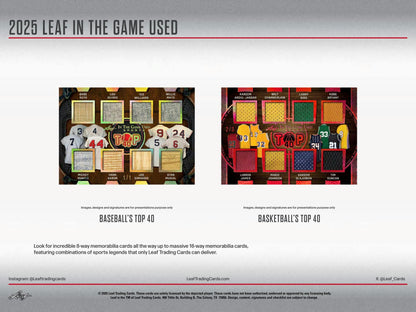 2025 Leaf In The Game Used Sports Hobby Box | Columbia Sports Cards - Columbia Hobby - Sports Card Boxes - Toploaders - Card Savers