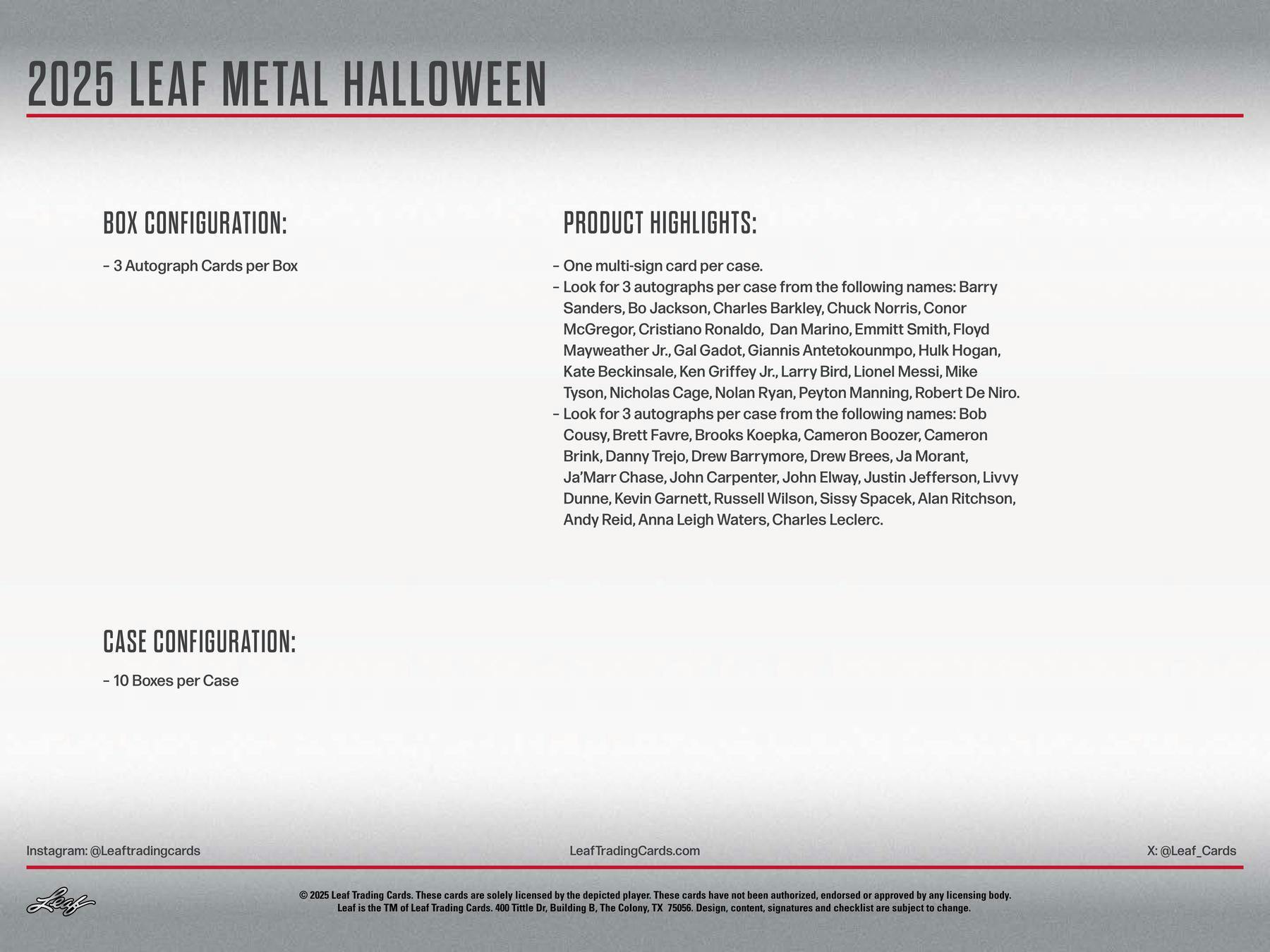 2025 Leaf Metal Halloween Hobby Box | Columbia Sports Cards