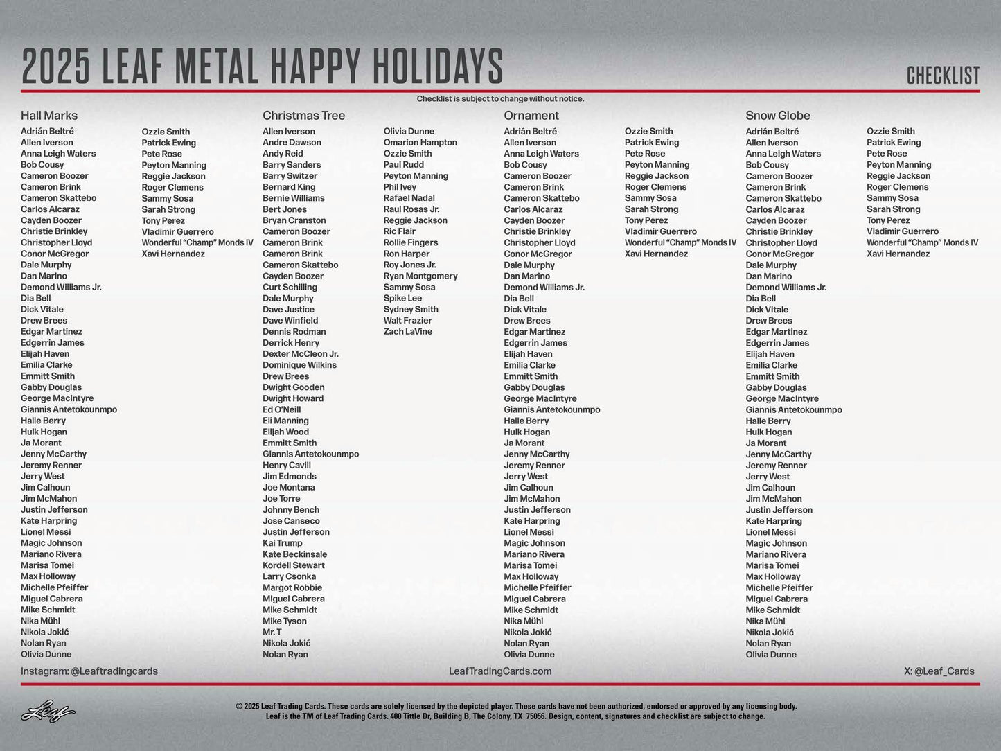 2025 Leaf Metal Happy Holidays Hobby Box | Columbia Sports Cards - Columbia Hobby - Sports Card Boxes - Toploaders - Card Savers