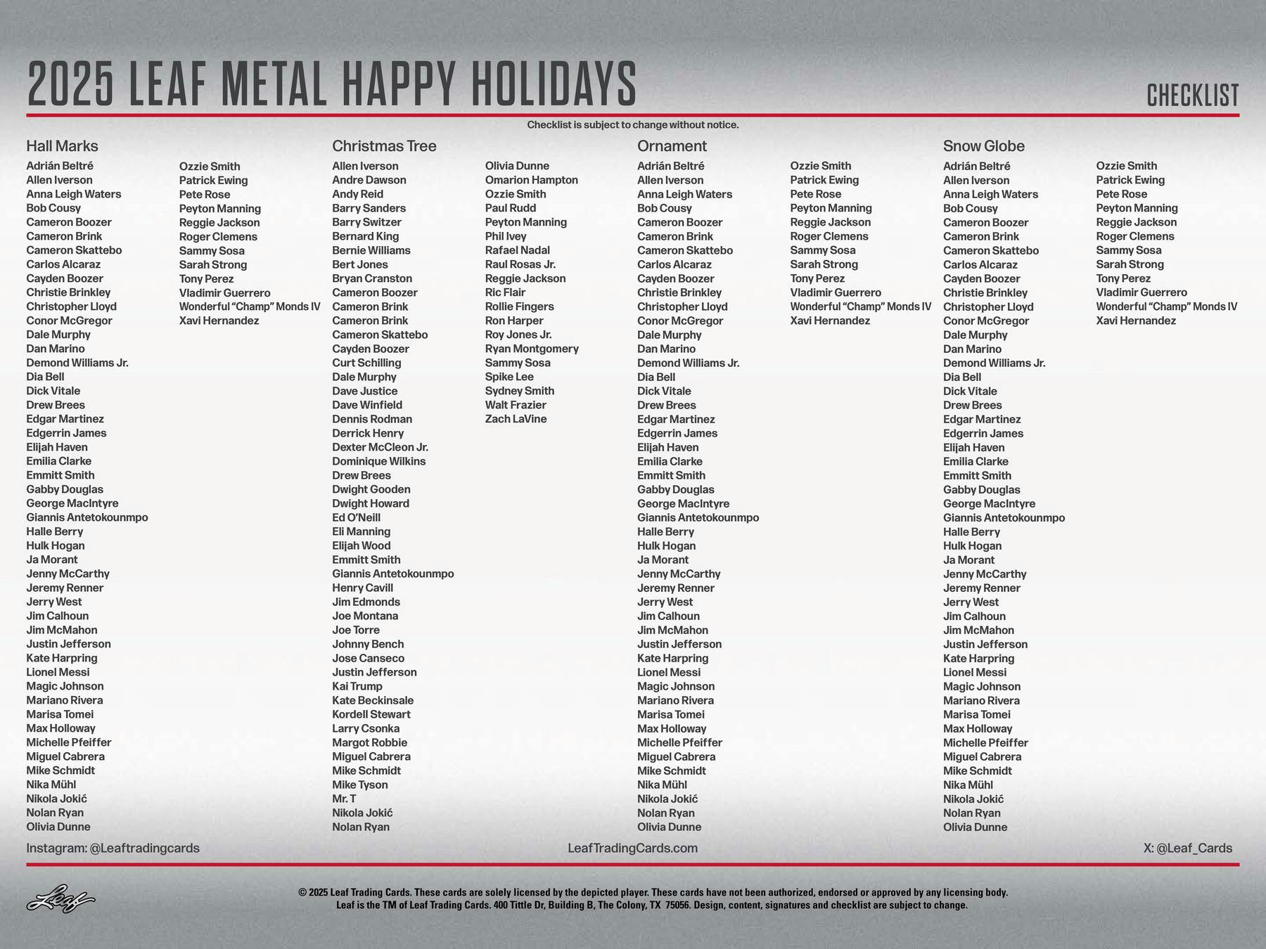 2025 Leaf Metal Happy Holidays Hobby Box | Columbia Sports Cards - Columbia Hobby - Sports Card Boxes - Toploaders - Card Savers