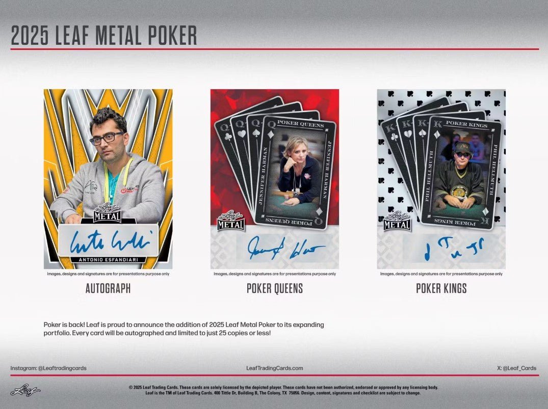 2025 Leaf Metal Poker Hobby Box - Columbia Hobby - Sports Card Boxes - Toploaders - Card Savers
