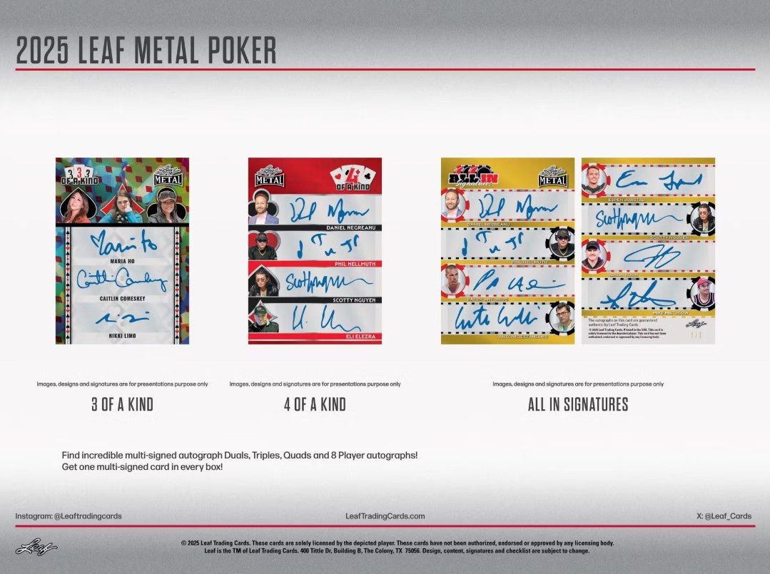 2025 Leaf Metal Poker Hobby Box - Columbia Hobby - Sports Card Boxes - Toploaders - Card Savers