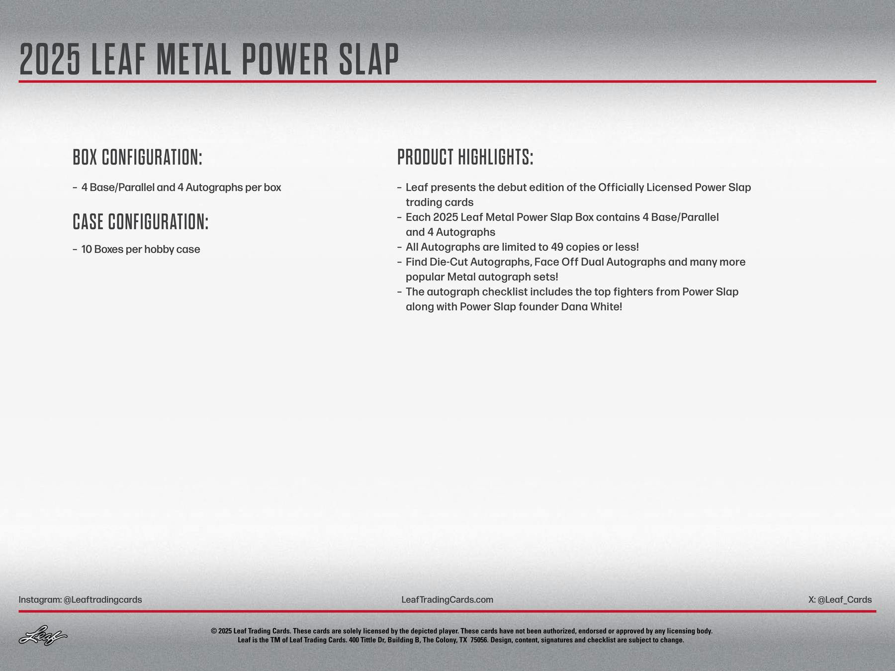 2025 Leaf Metal Power Slap Hobby Box | Columbia Sports Cards - Columbia Hobby - Sports Card Boxes - Toploaders - Card Savers