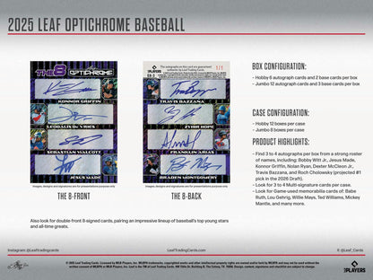 2025 Leaf Optichrome Baseball Hobby Box | Columbia Sports Cards - Columbia Hobby - Sports Card Boxes - Toploaders - Card Savers