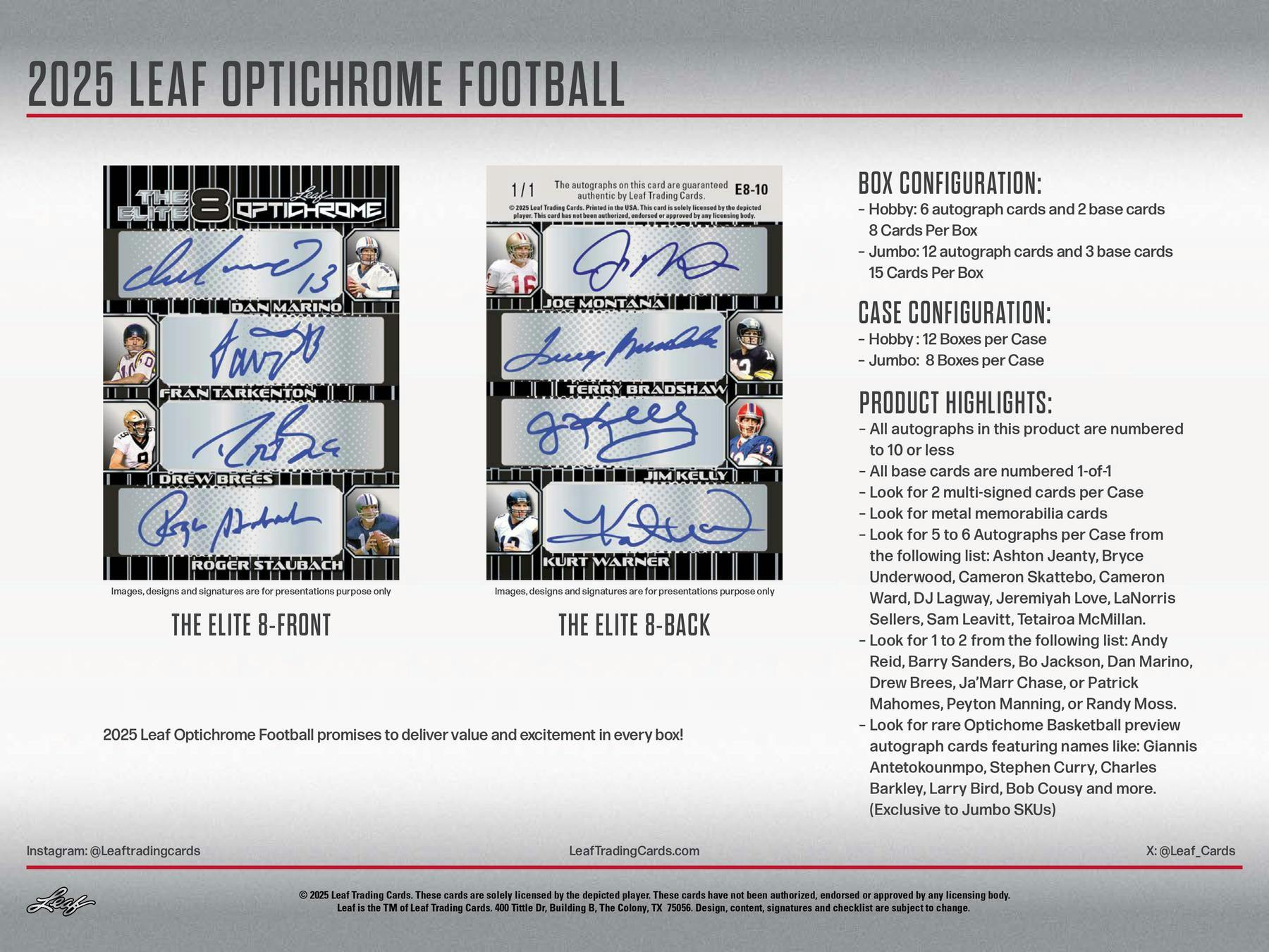 2025 Leaf Optichrome Football Hobby Jumbo Box | Columbia Sports Cards - Columbia Hobby - Sports Card Boxes - Toploaders - Card Savers