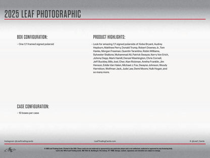 2025 Leaf Photographic Box | Columbia Sports Cards - Columbia Hobby - Sports Card Boxes - Toploaders - Card Savers