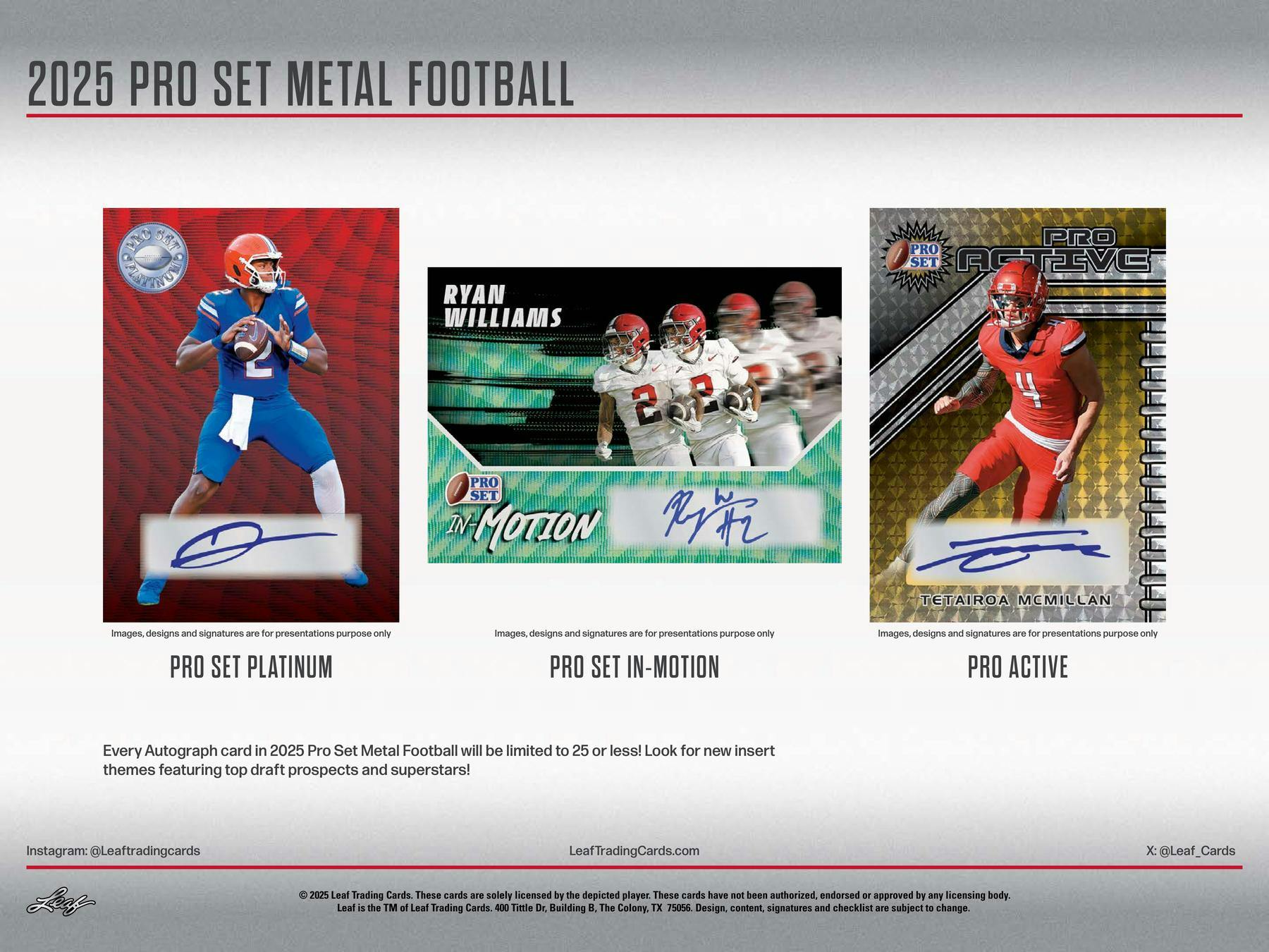 2025 Leaf Pro Set Metal Football Hobby Box - Columbia Hobby - Sports Card Boxes - Toploaders - Card Savers