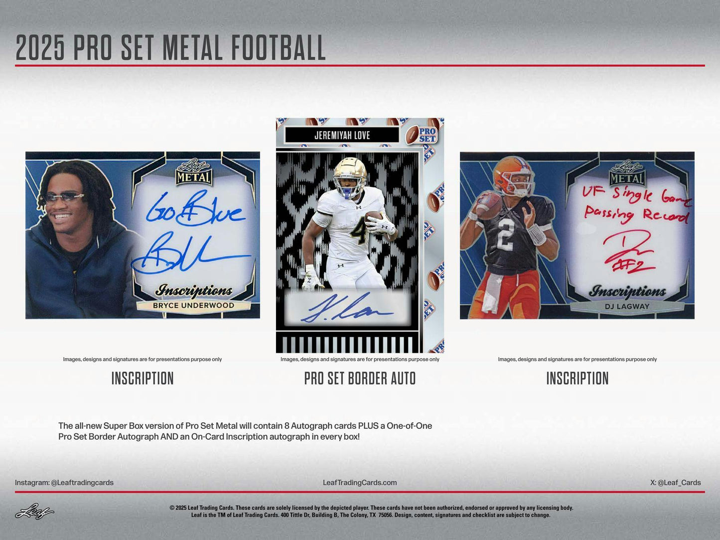 2025 Leaf Pro Set Metal Football Hobby Box - Columbia Hobby - Sports Card Boxes - Toploaders - Card Savers
