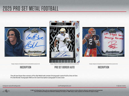 2025 Leaf Pro Set Metal Football Hobby Box - Columbia Hobby - Sports Card Boxes - Toploaders - Card Savers