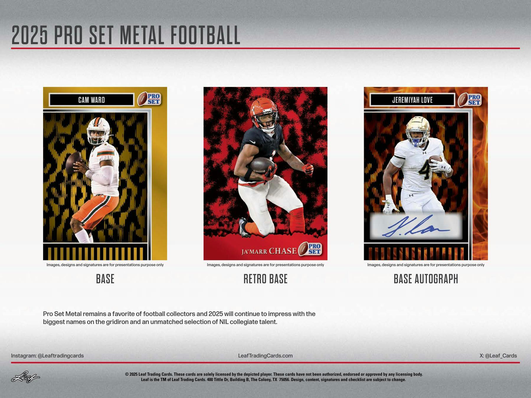 2025 Leaf Pro Set Metal Football Hobby Box - Columbia Hobby - Sports Card Boxes - Toploaders - Card Savers