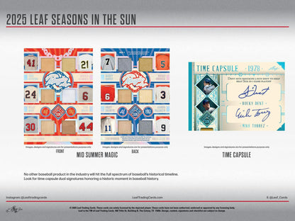 2025 Leaf Seasons in the Sun Baseball Hobby Box - Columbia Hobby - Sports Card Boxes - Toploaders - Card Savers
