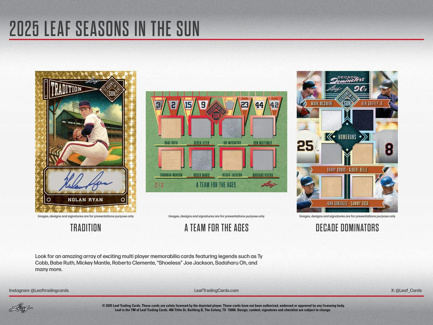 2025 Leaf Seasons in the Sun Baseball Hobby Box - Columbia Hobby - Sports Card Boxes - Toploaders - Card Savers